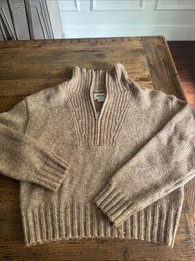 Cream Half-Zip Ribbed Men’s Sweater
